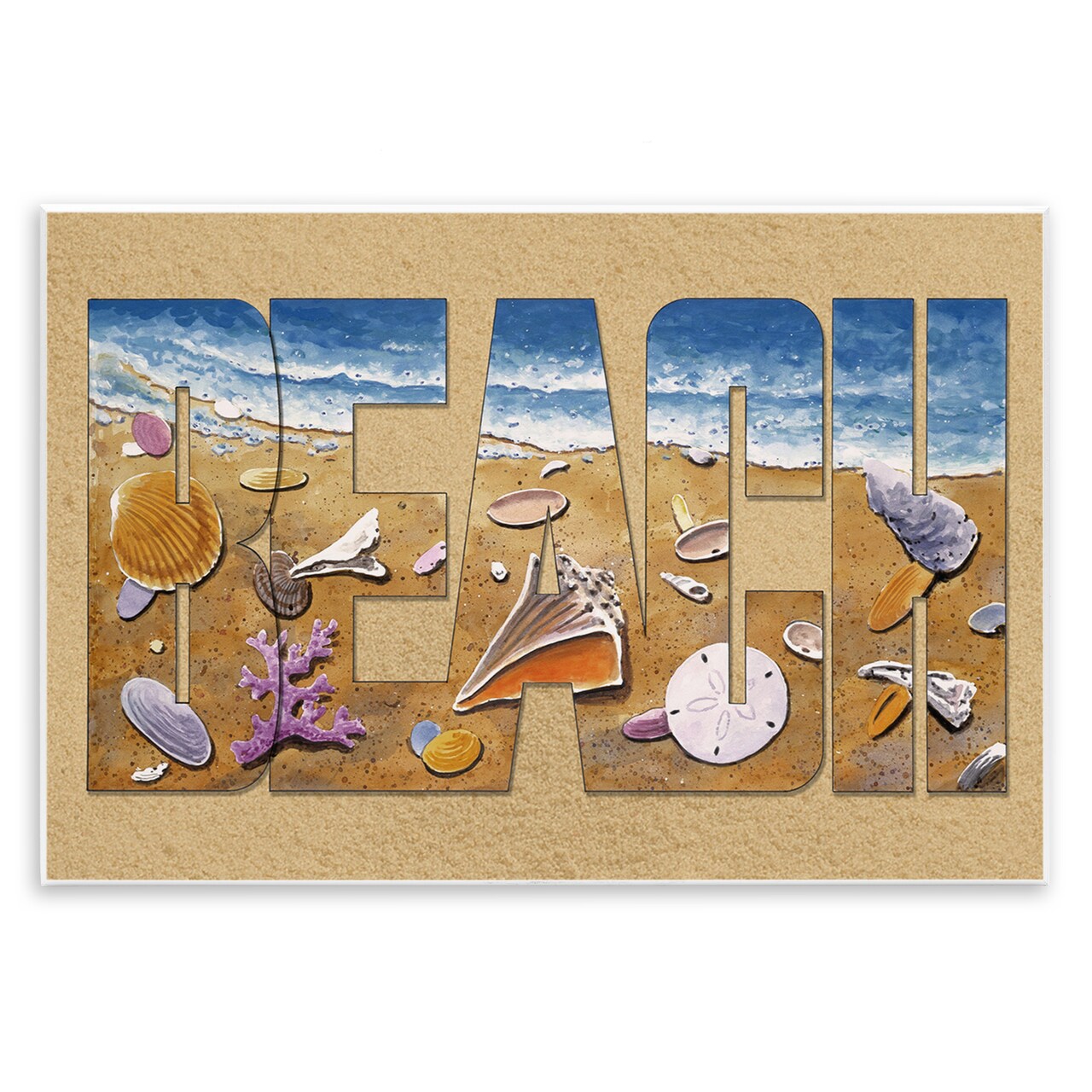 Stupell Industries Outlined Beach Letters Wall Plaque Art Design by Art Brands Holdings, LLC.